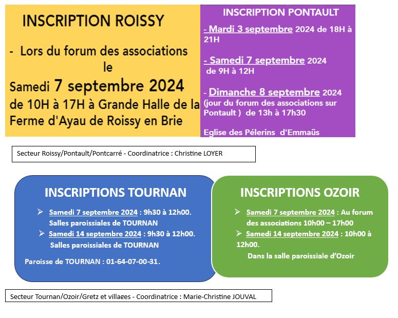 Inscriptions catéchisme et éveil à la foi pour la rentrée septembre 2024